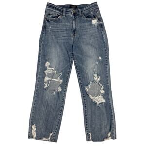 Judy Blue High Waist Ankle Straight Jeans Womens Junior 5/27 Stretch Crop Casual